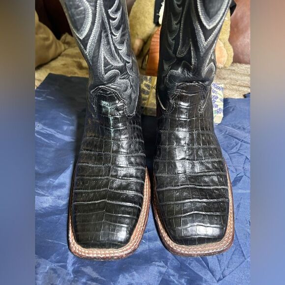 LARRY MAHAN nocona Western Boots Square ToeSz 11 ALLIGATOR CROCODILE - Picture 4 of 12